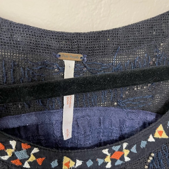 SOLD Free People beaded embroidered long sleeve tunic top blouse S tribal - Picture 5 of 13